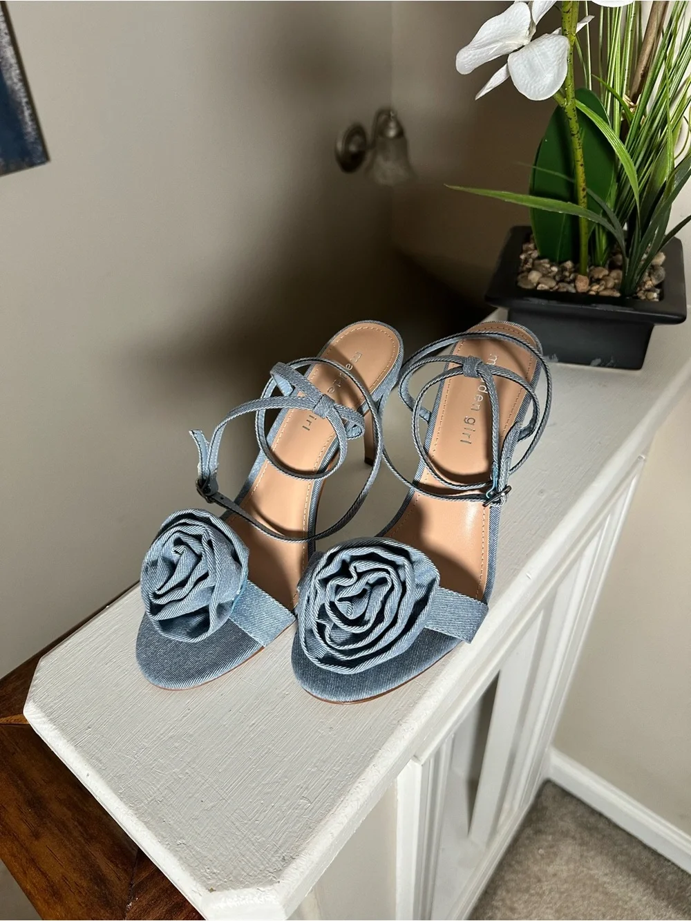 Madden Girl Blue Denim Ankle-Strap Heels